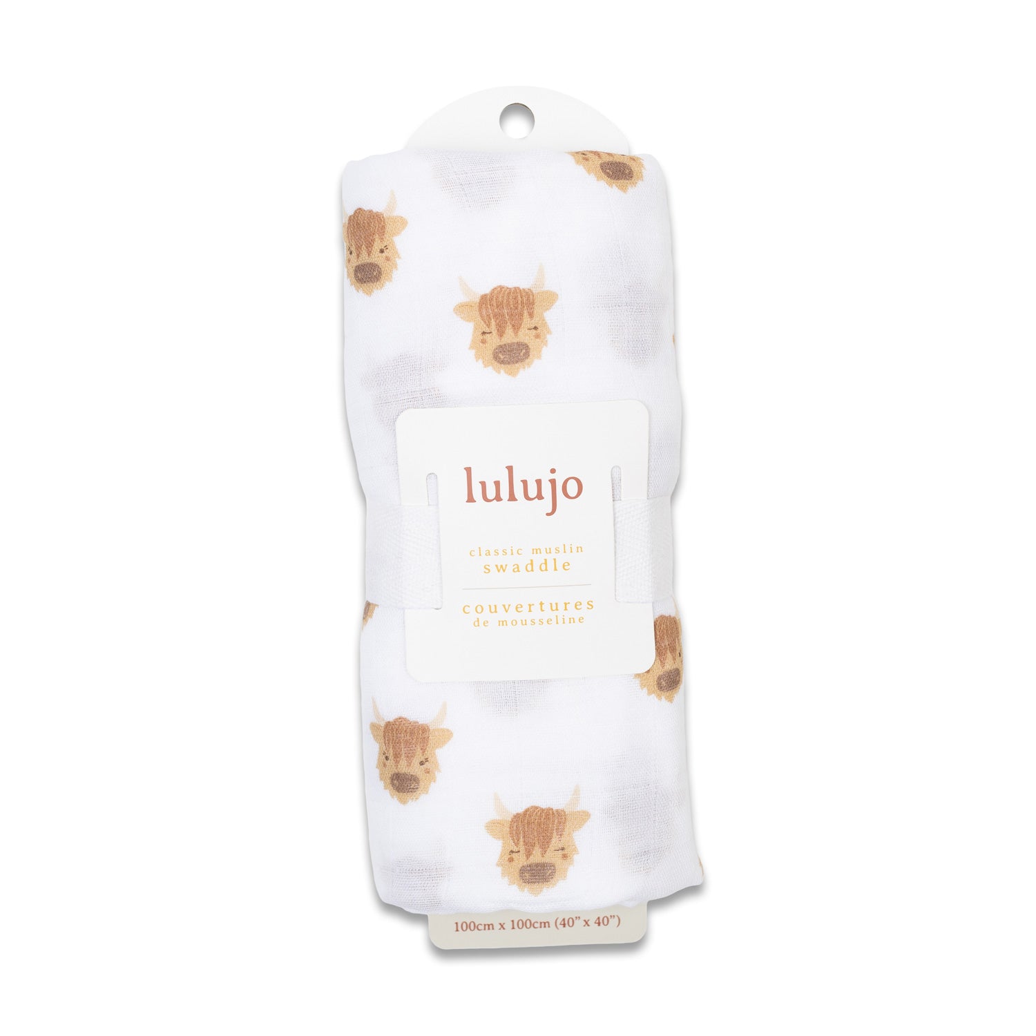 lulujo Highland cow blanket. Highland cow Baby blanket. Highland cow swaddle
