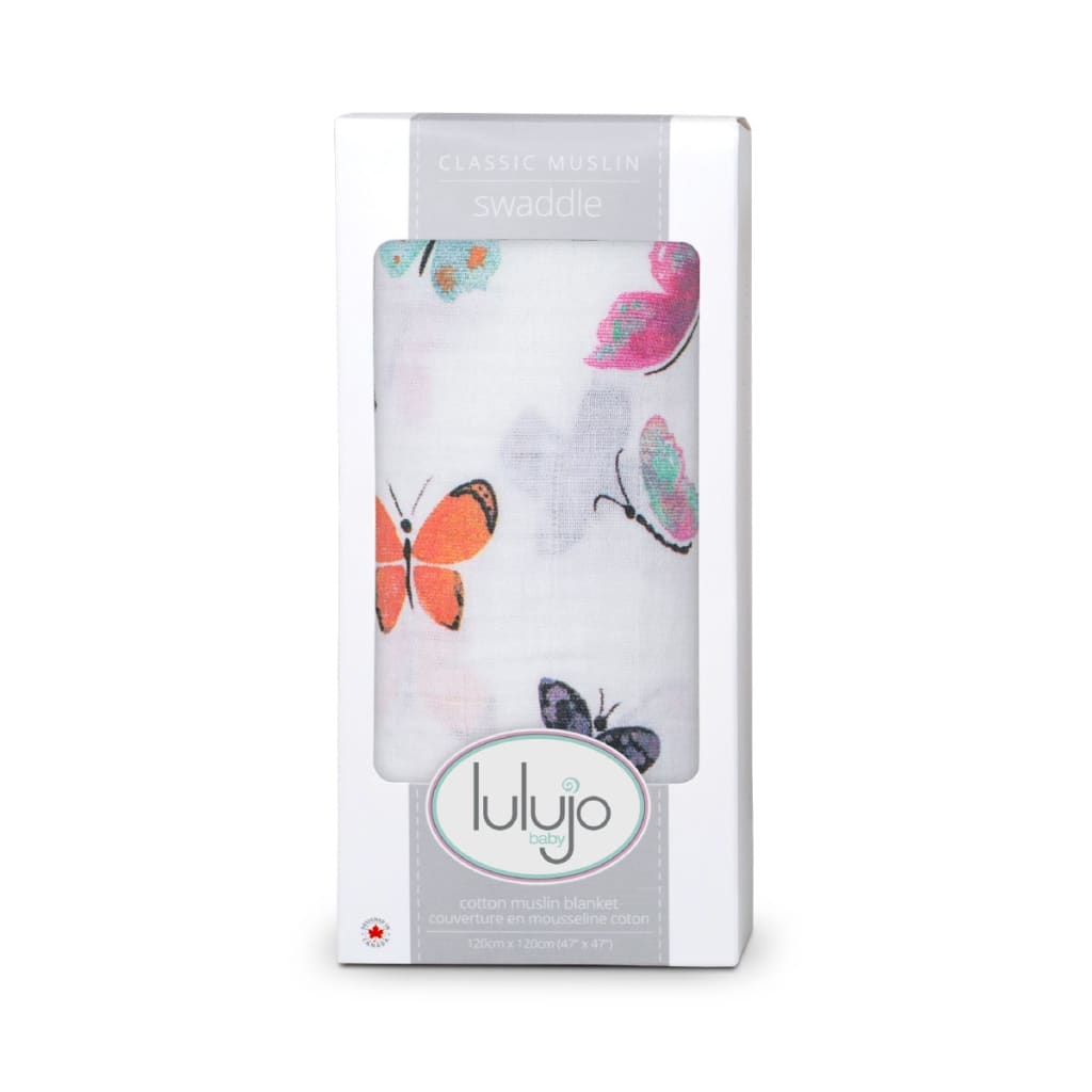 lulujo Butterfly Baby Swaddling Blanket