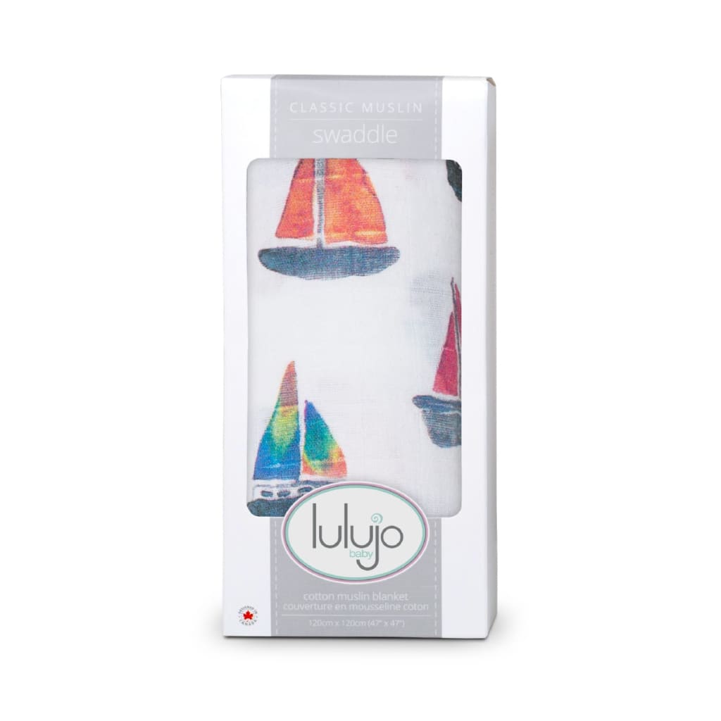 lulujo Sailboats Baby Swaddling Blanket