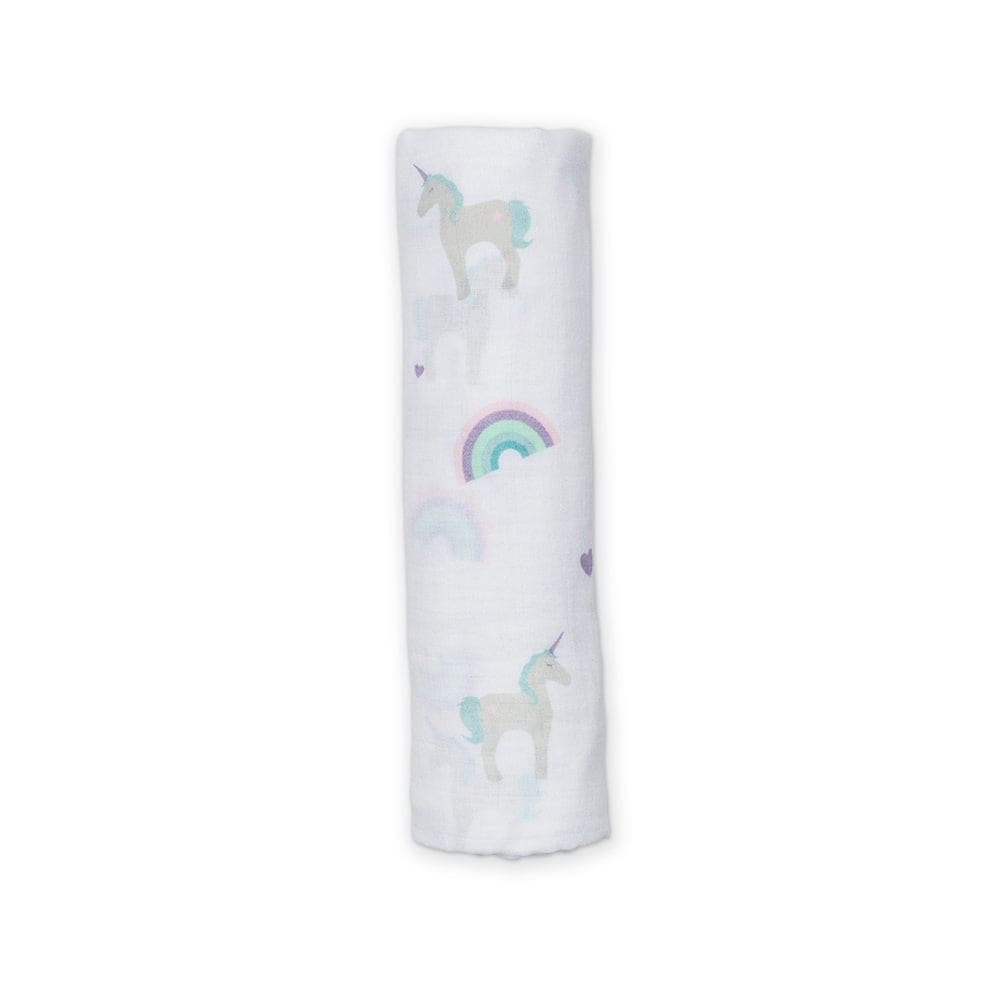 Cotton Swaddling Blanket - Rainbows and Unicorns