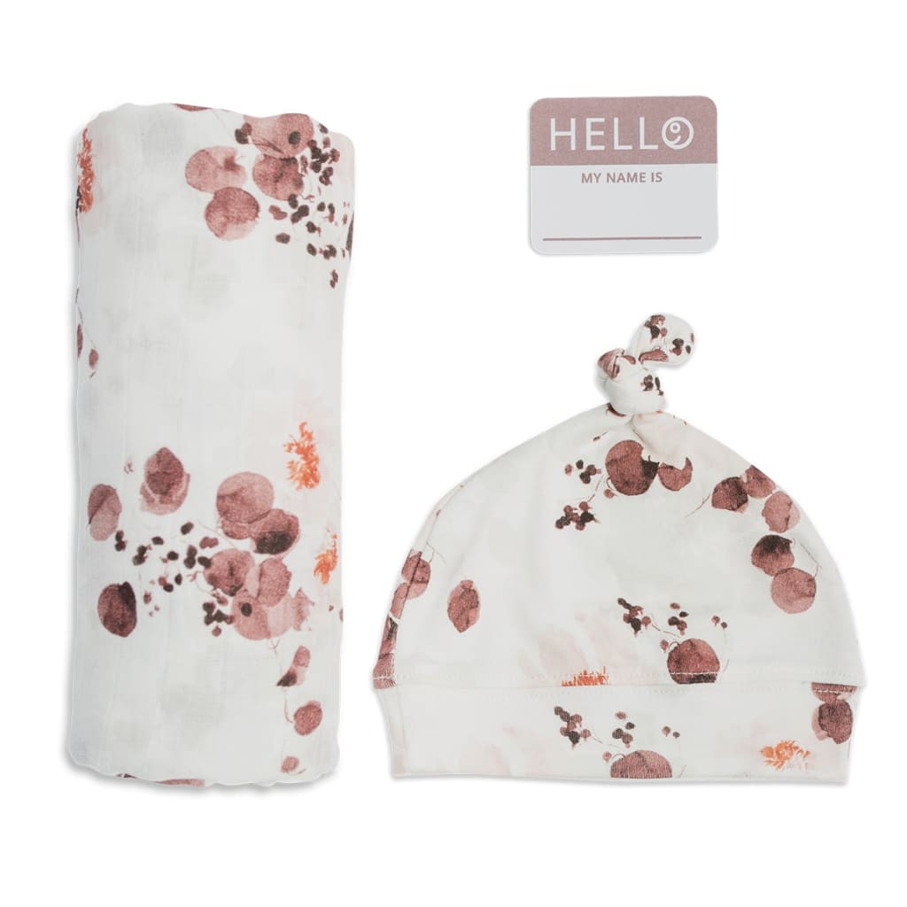 Matching Swaddle & Hat Set - Eucalyptus