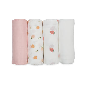 Peach Strawberry Pink and White silky soft bamboo swaddles
