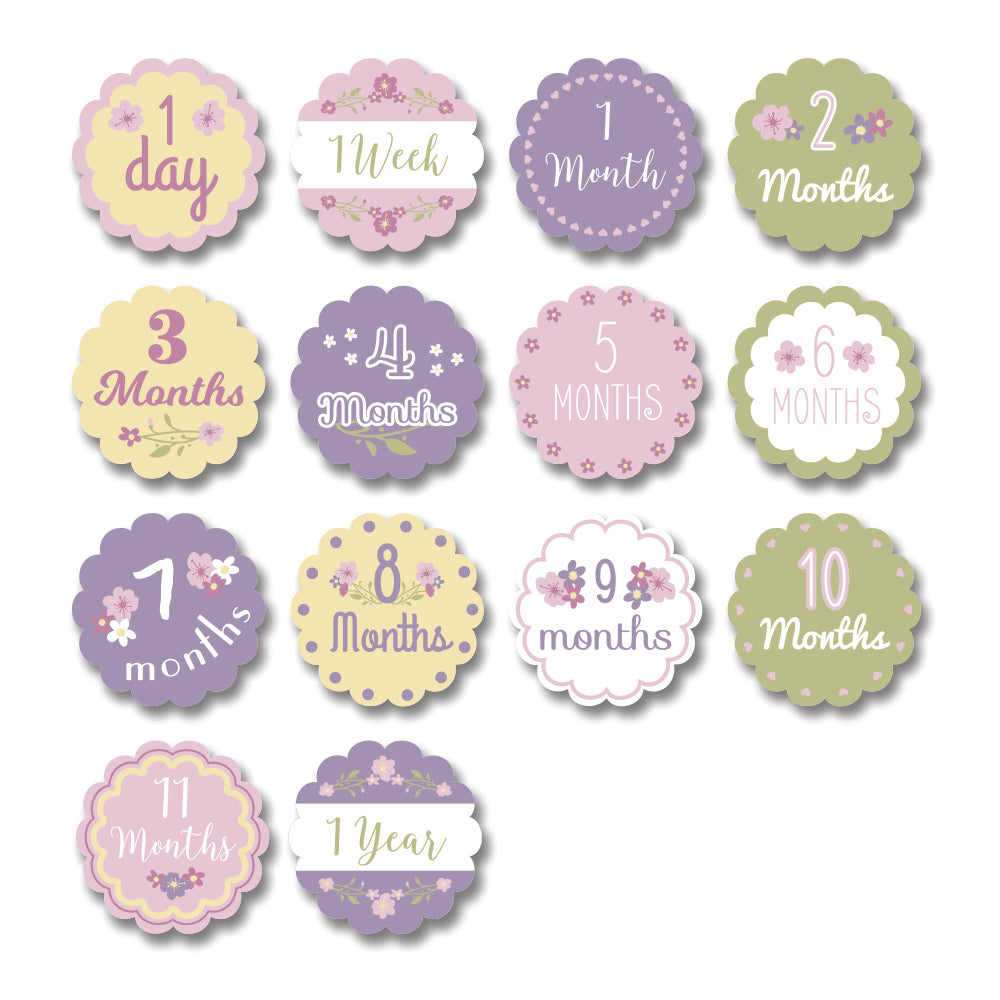 Floral Monthly Milestone Baby Cards