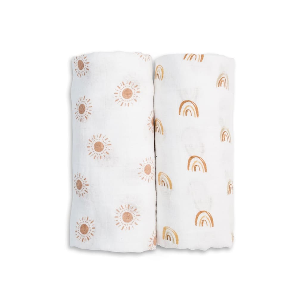 Cotton Swaddle 2 Pack - Rainbows & Suns