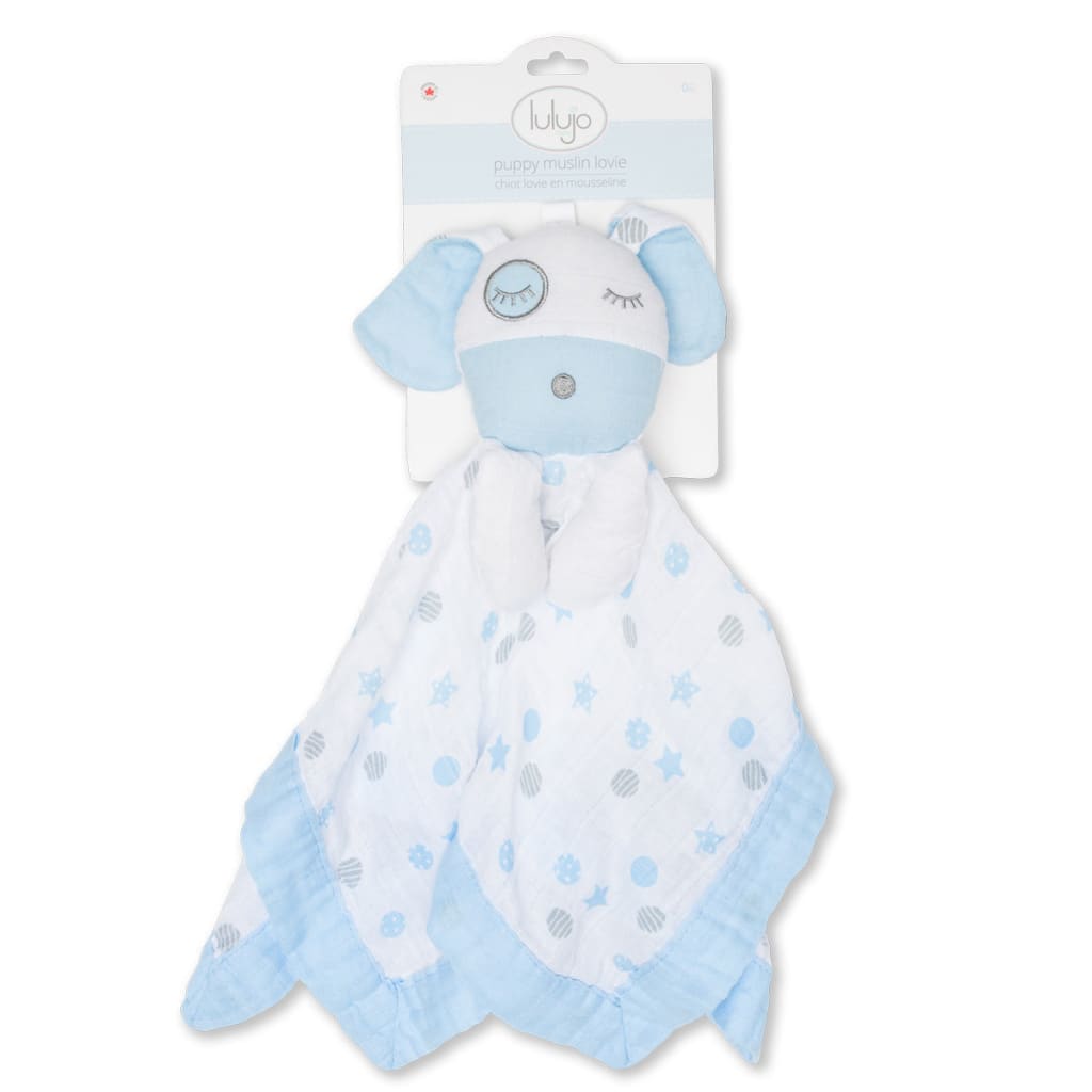 lulujo Lovey blue puppy security blanket