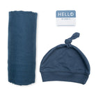 Matching Swaddle & Hat Set - Navy