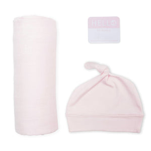Matching Swaddle & Hat Set - Pink