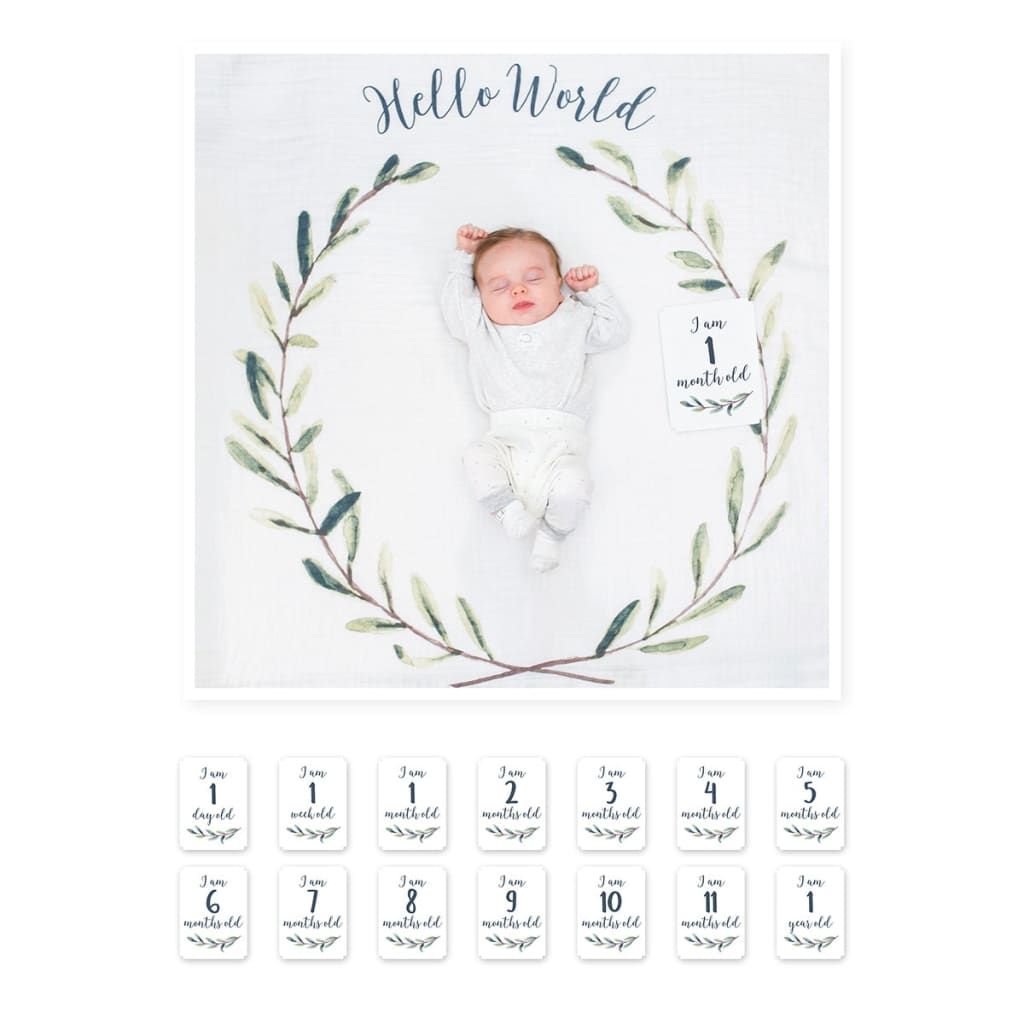 lulujo Milestone Blanket - Hello World